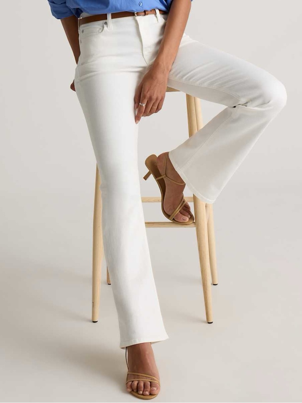 Quince Luna Stretch Flare Jeans Cloud White Size 30 High Rise